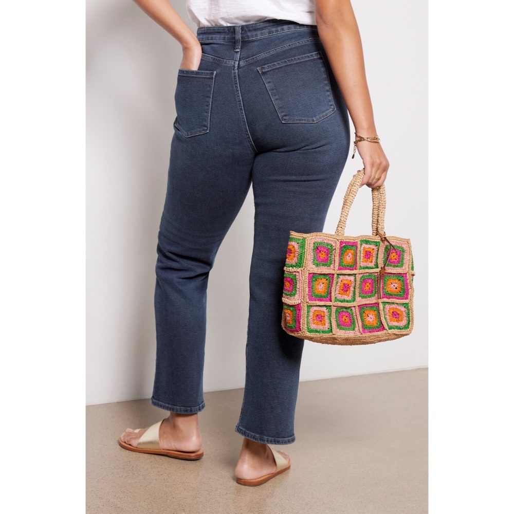 NEW Evereve High Rise EVER Straight button Fly Jean Deep Blue Wash 25 & 26 - Picture 2 of 7